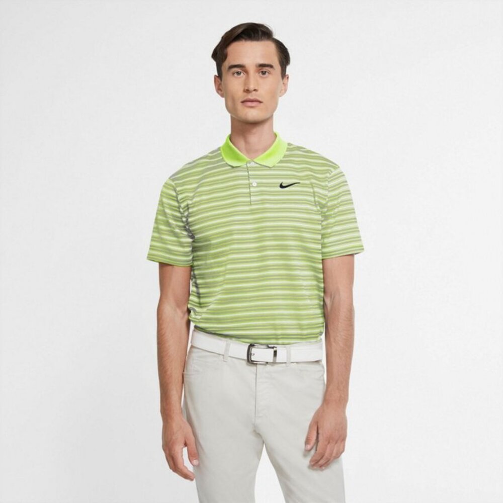 Nike Men's Dri-FIT‎ Victory Striped Golf Polo Lite Lemon Small New MSRP $55